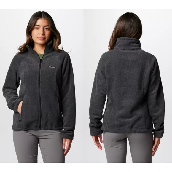 Columbia Women's Large Benton Springs Full Zip Fleece Jacket Charcoal Heather - Picture 1 of 5